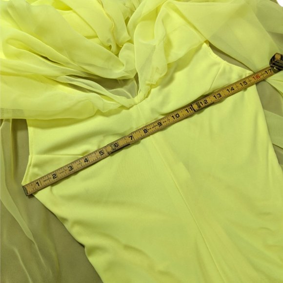 Vintage Yellow Goddess Long Dress with Chiffon Drape and Waist Tie - X-Small? - Picture 13 of 16